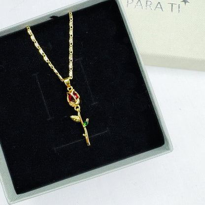 Collar Clavel Rojo Oro